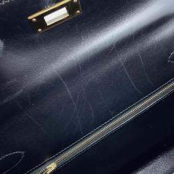 Hermes Black Box Calf Leather Kelly Sellier 28 Handbag 