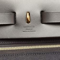 Pre Owned Hermes Noir Toile Militaire and Vache Hunter Herbag 31 Bag