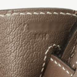 Hermes Etoupe Tadelakt Leather Palladium Finish Birkin 25 Bag