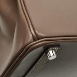 Hermes Etoupe Tadelakt Leather Palladium Finish Birkin 25 Bag