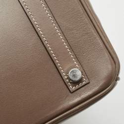 Hermes Etoupe Tadelakt Leather Palladium Finish Birkin 25 Bag