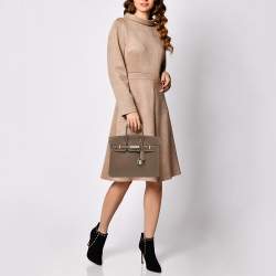 Hermes Etoupe Tadelakt Leather Palladium Finish Birkin 25 Bag