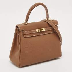 Hermes Gold Togo Leather Gold Finish Kelly Retourne 25 Bag