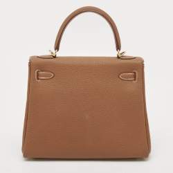 Hermes Gold Togo Leather Gold Finish Kelly Retourne 25 Bag