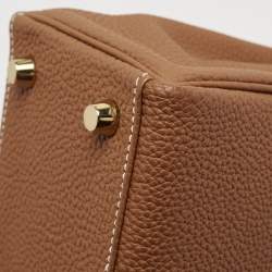 Hermes Gold Togo Leather Gold Finish Kelly Retourne 25 Bag