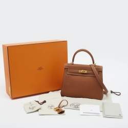 Hermes Gold Togo Leather Gold Finish Kelly Retourne 25 Bag