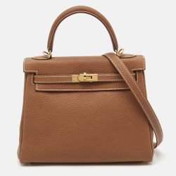 Hermes Gold Togo Leather Gold Finish Kelly Retourne 25 Bag