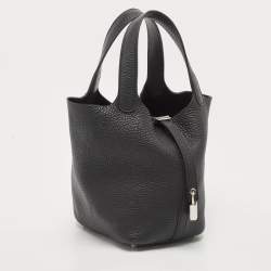 مملوكة مسبقًا Hermes Noir Taurillon Clemence Leather Picotin Lock 18 Bag