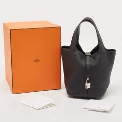 مملوكة مسبقًا Hermes Noir Taurillon Clemence Leather Picotin Lock 18 Bag