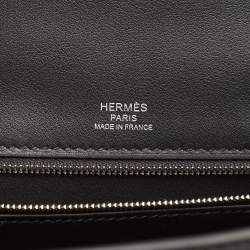 Hermes Noir/Ecru/Blanc Toile Quadrille and Swift Leather Palladium Finish Kelly Sellier 28 Bag
