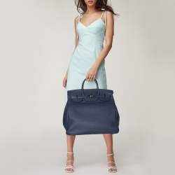 Hermes Blue de Prusse Togo Leather Palladium Finish HAC Birkin 40 Bag