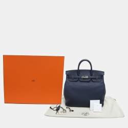 Hermes Blue de Prusse Togo Leather Palladium Finish HAC Birkin 40 Bag