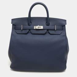 Hermes Blue de Prusse Togo Leather Palladium Finish HAC Birkin 40 Bag