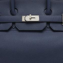 Hermes Blue de Prusse Togo Leather Palladium Finish HAC Birkin 40 Bag