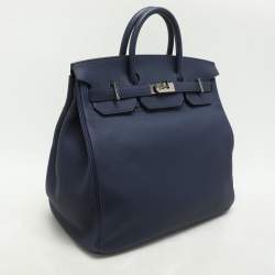 Hermes Blue de Prusse Togo Leather Palladium Finish HAC Birkin 40 Bag