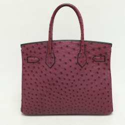 Hermes Violet Ostrich Leather Palladium Finish Birkin 30 Bag