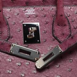 Hermes Violet Ostrich Leather Palladium Finish Birkin 30 Bag