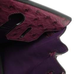 Hermes Violet Ostrich Leather Palladium Finish Birkin 30 Bag