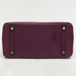Hermes Violet Ostrich Leather Palladium Finish Birkin 30 Bag