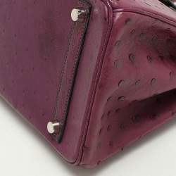 Hermes Violet Ostrich Leather Palladium Finish Birkin 30 Bag