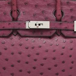 Hermes Violet Ostrich Leather Palladium Finish Birkin 30 Bag