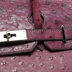 Hermes Violet Ostrich Leather Palladium Finish Birkin 30 Bag