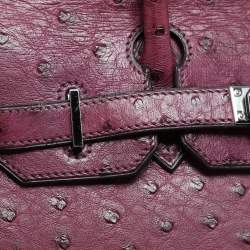 Hermes Violet Ostrich Leather Palladium Finish Birkin 30 Bag