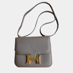 Hermes Tin Grey Epsom Leather Constance 19 Shoulder Bag