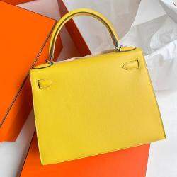 Pre Owned Hermes Naples Yellow Epsom Leather Kelly 28 Top Handle Bag