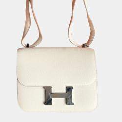 Hermes Milk White Epsom Leather Constance 19 Shoulder Bag
