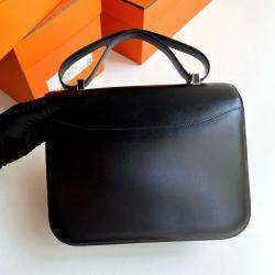 Hermes Black Box Calf Leather Constance 30 Shoulder Bag