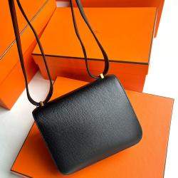 Hermes Black Epsom Leather Constance 19 Shoulder Bag