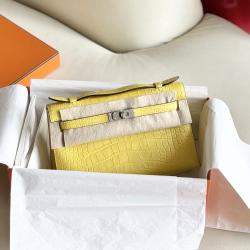 Hermes Mimosa Yellow Matte Crocodile Leather Mini Kelly I Top Handle Bag
