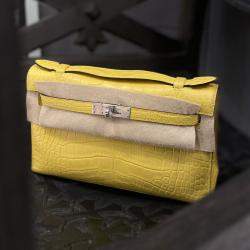 Hermes Mimosa Yellow Matte Crocodile Leather Mini Kelly I Top Handle Bag
