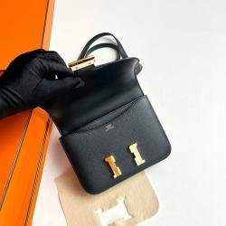 Hermes Black Epsom Leather Constance 19 Shoulder Bag