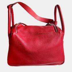 Hermes Red Clemence Leather Lindy 30 Shoulder Bag
