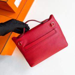 Hermes Mini Red Clemence Leather 24/24 Shoulder Bag