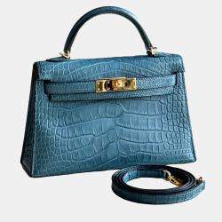 Hermes Matte Crocodile Leather Mini Kelly II Bag