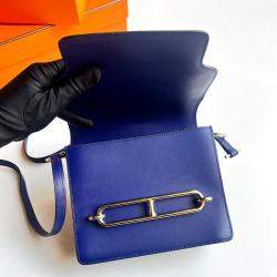 Hermes Ink Blue Swift Leather Mini Roulis Shoulder Bag