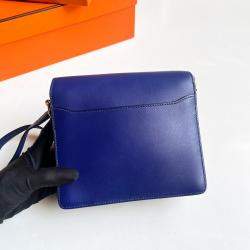 Hermes Ink Blue Swift Leather Mini Roulis Shoulder Bag