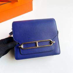 Hermes Ink Blue Swift Leather Mini Roulis Shoulder Bag