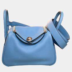 Hermes Northern Blue Swift Leather Mini Lindy Shoulder Bag