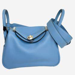 Hermes Northern Blue Swift Leather Mini Lindy Shoulder Bag