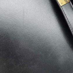 Pre Owned Hermes Black Box Calf Leather Kelly Sellier 28 Tote Bag