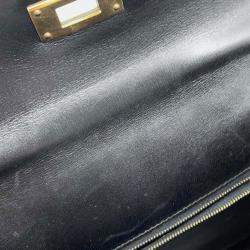 Pre Owned Hermes Black Box Calf Leather Kelly Sellier 28 Tote Bag