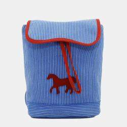 Hermes Blue Canvas Horse Backpack 