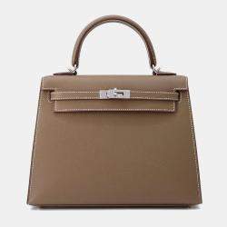 Hermes Etoupe Epsom Kelly Sellier 25 Tote Bag