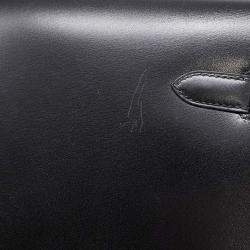 Hermes  Black Box Calf Leather 25 Kelly Depeche Clutch Bag