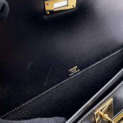 Hermes  Black Box Calf Leather 25 Kelly Depeche Clutch Bag