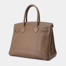 Hermes Etoupe Togo Leather Birkin 30  Bag